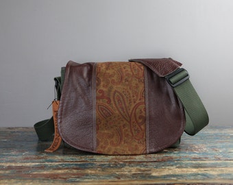 Handmade Leather Camera Bag New Satchel - Vintage Paisley Leather Medium DSLR - IN STOCK