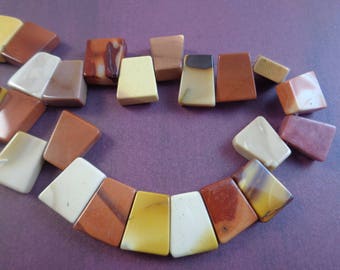 10 Amazing Australian Mookaite Jasper Stone Beads 15x8x4mm Flat Ladder Shaped Stone Beads Red Orange Yellow White Opaque Mookaite #S1078