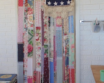 Shabby cottage Chic American flag folk art Americana Patriotic Farmhouse Large wall tapestry