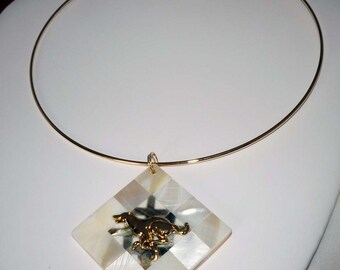 Choker with MOP Mosaic Pendant and GP Sprinting Greyhound or Whippet