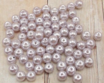 4mm Glass Pearls - Dusty Purple - 100 pieces - Light Purple - Pale Purple - Lavender
