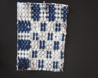 Antique Coverlet Pieces Blue and Cream
