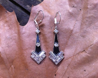 Deco Earrings With Baguette Stones