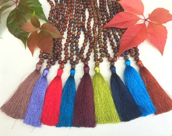 50% OFF Tassel Necklace, Necklaces for Women, Wood Beaded Necklace, Mala Necklace,Boho Jewelry, Gypsyjewelry, Gift for Her Friend Gift
