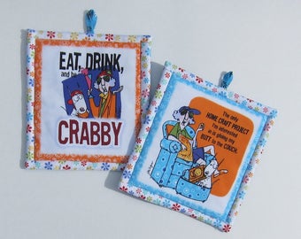 Maxine I Shop For Myself and Have a Nice Day Someplace Else Set of Two Pot Holders Quiltsy Handmade