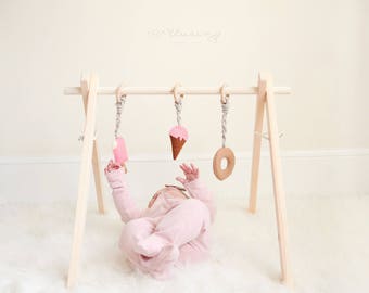 Wooden Baby Play Gym, Ships Fast, Foldable, Eco-friendly, Easy Storage, Hanging Toys NOT included