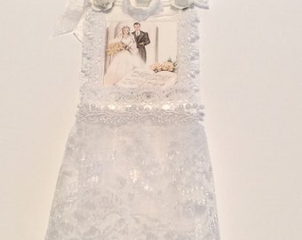 Wedding Tag, Vintage Tag, Bridal Shower Tag, Bride and Groom Tag, Lace Tag, OOAK