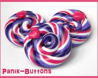 Button hand made purple barley sugar