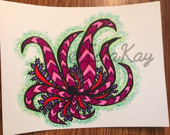 Vibrant Original Abstract Wall Art Handdrawn