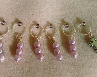 6 PC/0-10MM,Knitting Markers,Stitch Markers,SnagFree,Nickel Free,Cross,Knitting Notion,Knitter,Snag Free Marker,Mixed Glass,Knitting gift