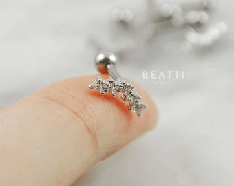 Curved Bar Five Studs CZ Piercing/ Cartilage earring/Tragus stud/CZ piercing/CZ Stud/Helix/conch/Piercing