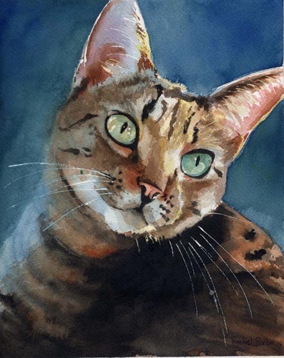 Brown Tabby Cat  Art  Print of my watercolor painting  Artwork