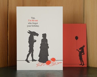 The Ass - letterpress birthday card