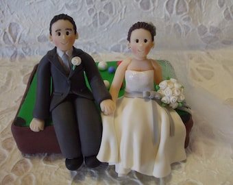 custom bride and groom with billiards wedding cake topper