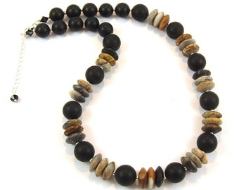Picasso Jasper & Onyx Gemstone Necklace