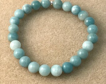 Amazonite Beaded Bracelet, Amazonite Bracelet, Bead Bracelets, Stretch Bracelets, Gemstone Bracelets, Amazonite Jewelry, 8mm Bracelet