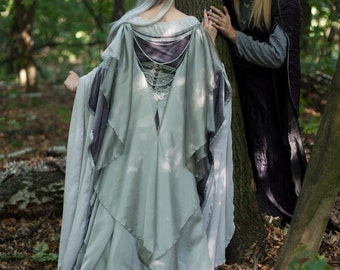 Silver gray elven dress, romantic fantasy gown, wedding dress, Lord of the Rings inspired, Made to order