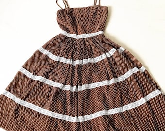 Vintage Jonathan Logan Pretty Woman Brown Polka Dot Dress