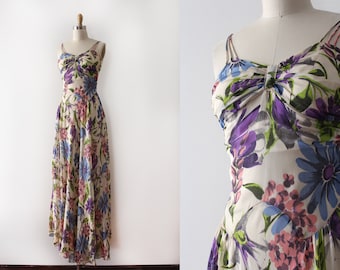 vintage 1930s gown // 30s floral silk gown