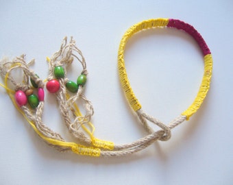 Rope statement avant garde / wooden necklace/natural necklace
