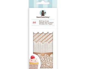Gold Cupcake Liners, Rose Gold and White Cupcake Liners, Sweet Tooth Fairy Cupcake Liners