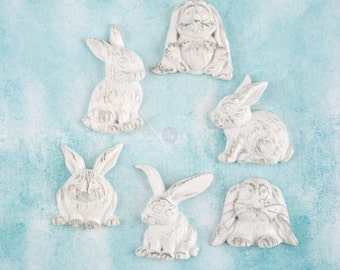 Prima Shabby Chic Treasures Collection Ingvild Bolme Resin Rabbits Embellishments Bunnies