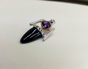 Amethyst, Onyx and Sterling Silver Pendant