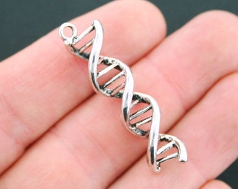 2 Helix Charms Antique Silver Tone 3D Science DNA Charm - SC5149