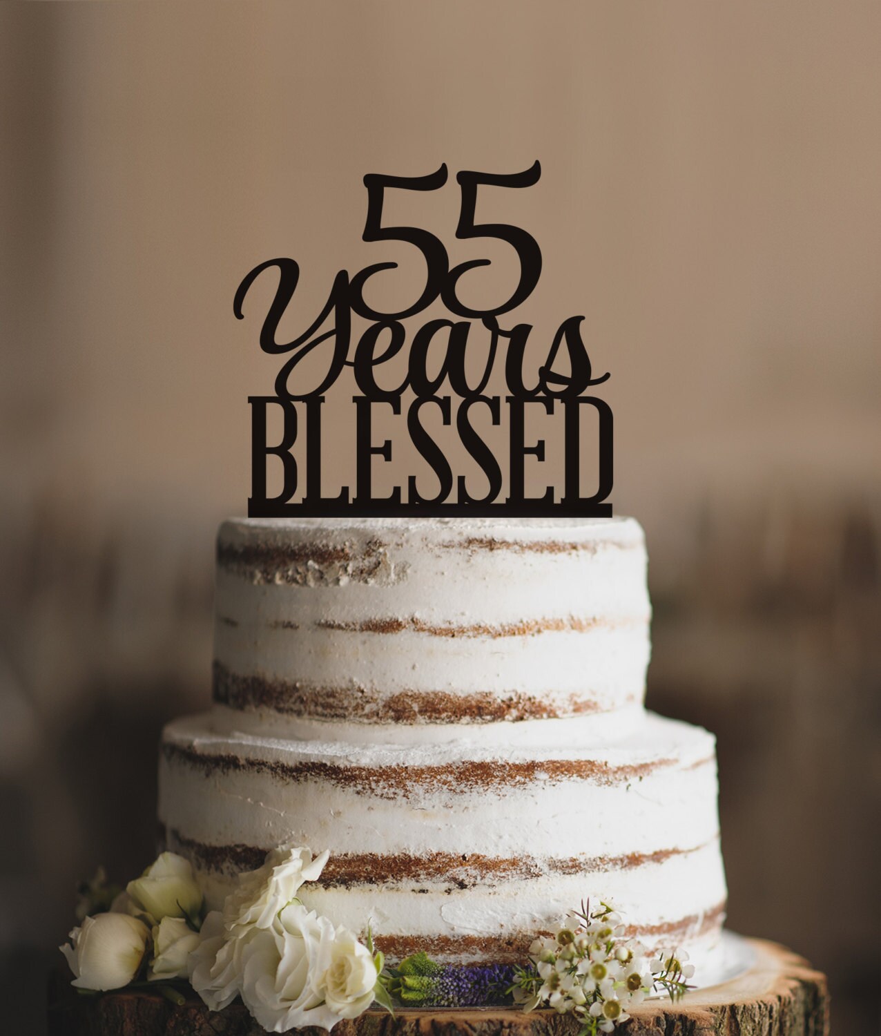 55 Years Blessed Cake Topper Classy 55th Birthday Cake