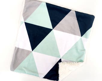 Geometric Baby Blanket, Geometric Lovey, Minky Baby Blanket, Baby Boy, Modern Baby Blanket