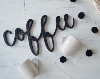 Coffee Bar Wall Art Decor Wood Cut Out Sign