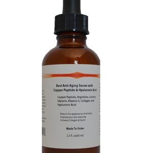 Copper Peptide (GHK-Cu) Best Anti Aging Serum with Hyaluronic Acid JJ Labs, 2.3 oz