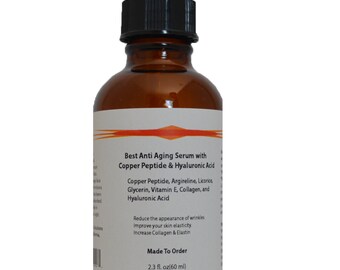 Copper Peptide (GHK-Cu) Best Anti Aging Serum with Hyaluronic Acid JJ Labs, 2.3 oz