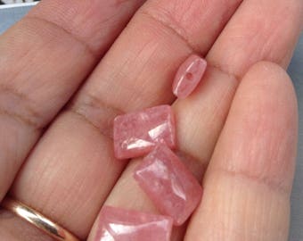 4 Superior Quality Rhodochrosite Gemstone Beads, 8mm, Cushion Beads, Genuine Rhodochrosite, Rhodochrosite Gemstone
