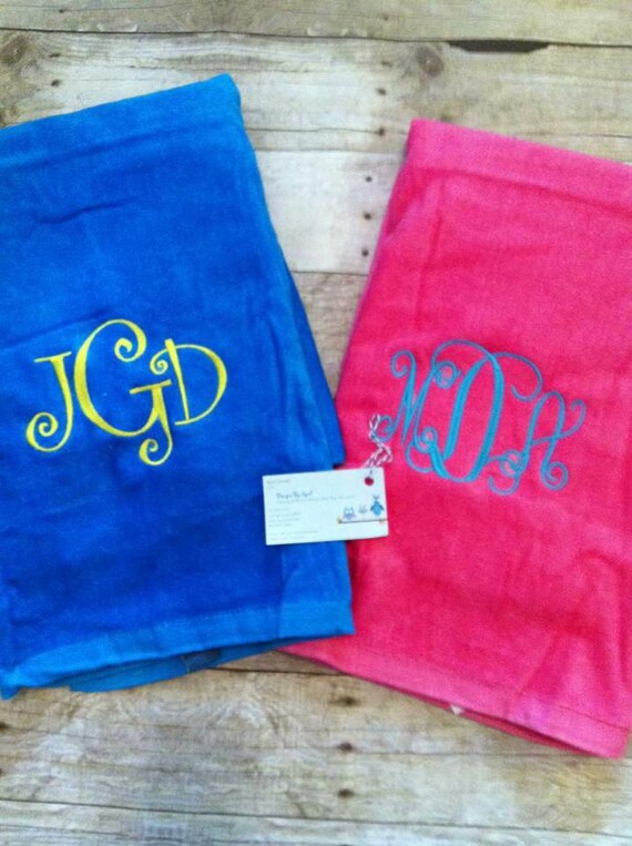 Monogrammed Beach Towels with large moogram 45