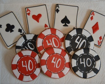 cards and poker chips cookies