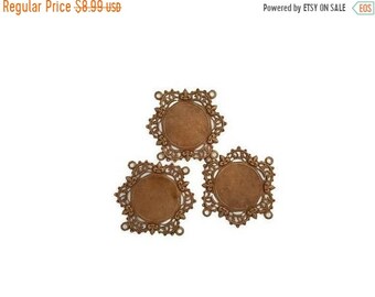 60OFFSALE Bronze Shimmer Brown Brass Victorian Style Bracelet Connector Four Loops Stamping 20 mm center Qty 3 Made in the USA