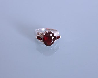 Vintage Sterling Silver Tourmaline Ring, White Amethyst Ring