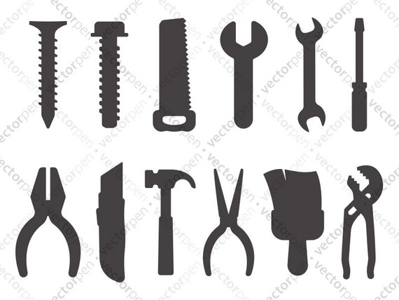 Download Tool Icons SVG. 12 Tools Screws Hammer Saw Wrench Pliers