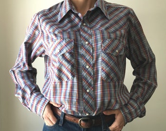 Paper thin pearl snap western shirt by Sundance, S/M