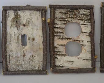 Birch Bark Switch Plate, Receptacle and Rocker Plate Covers