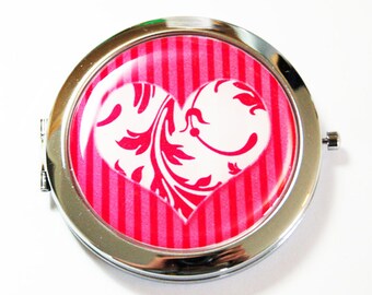 Heart compact mirror, Heart mirror, you select color, bridesmaid gift, gift for bride, compact mirror, pocket mirror (2643)