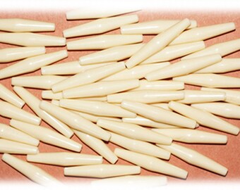 1.5 inch (1 1/2") Hair Pipe Choker Beads White Hairpipe Simulated Bone Plastic Pack/50