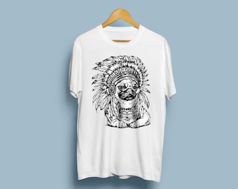 Funny Pug Shirt Dog Shirt Indian Shirt Pug Gift Pug Lover Gift For Dog Owner Dog Lover Shirt Boho Shirt Country Shirt Graphic Tee TU11156