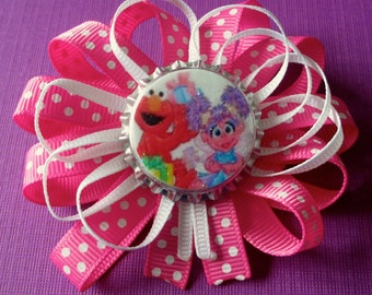 Elmo and Abby Cadabby Bottlecap Hair Bow