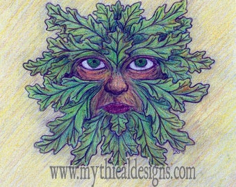 Green Man 1 Blank Greeting Card
