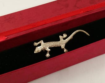 Brooch silver 835 lizard salamander old SB135
