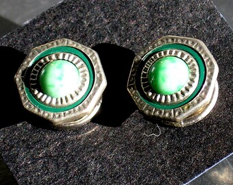 Vintage jadite snaplink cufflinks Deco style