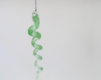 Glass Icicle Ornament Suncatcher, Sea Green Christmas tree decorations, Holiday Decor, Gifts Under 25