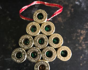 Christmas tree bullet casing ornament